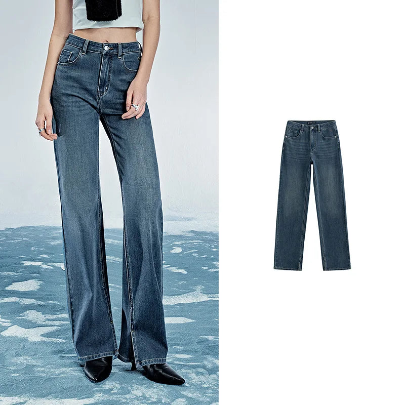 Jean femme taille basse coupe slim haute élasticité
