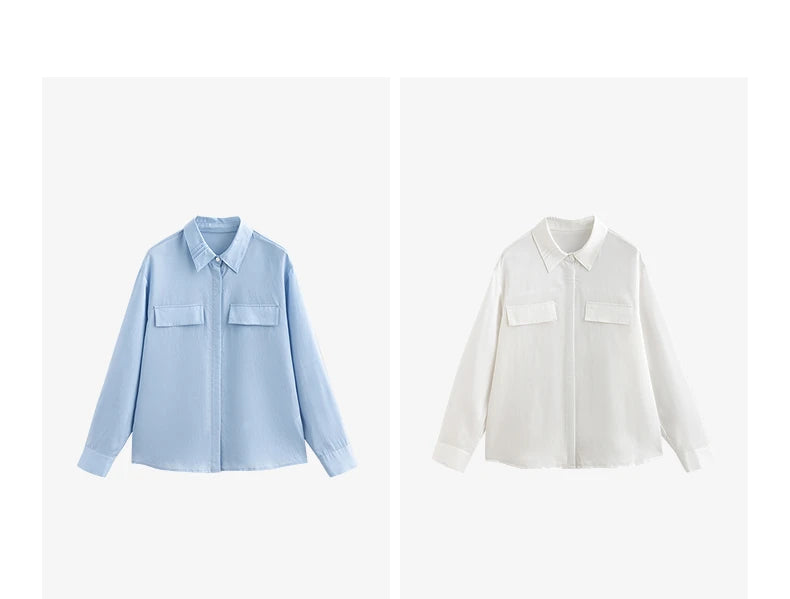 Women's long-sleeved shirt in Lyocell and Ramie
