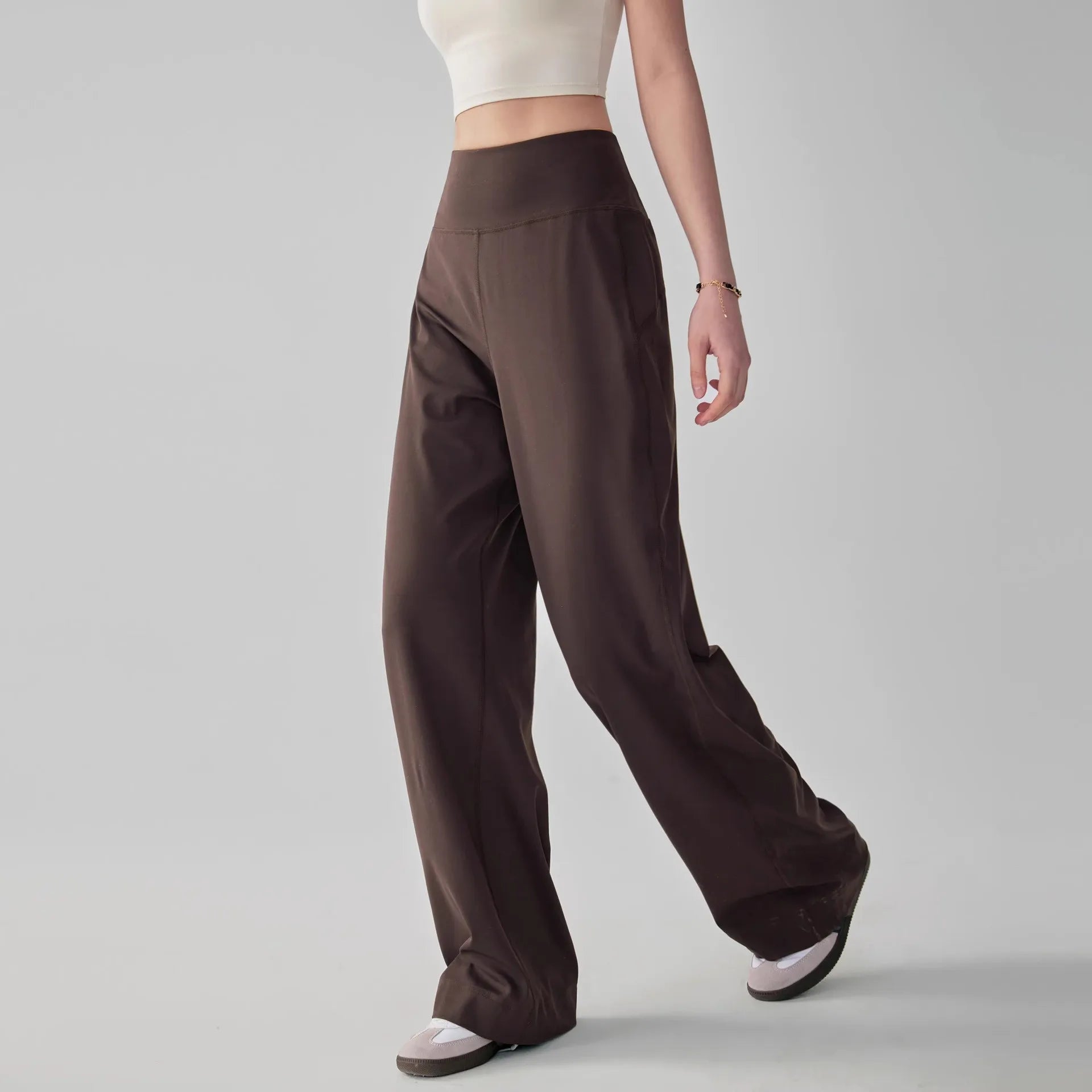 Pantalon de yoga femme taille haute extensible avec poches