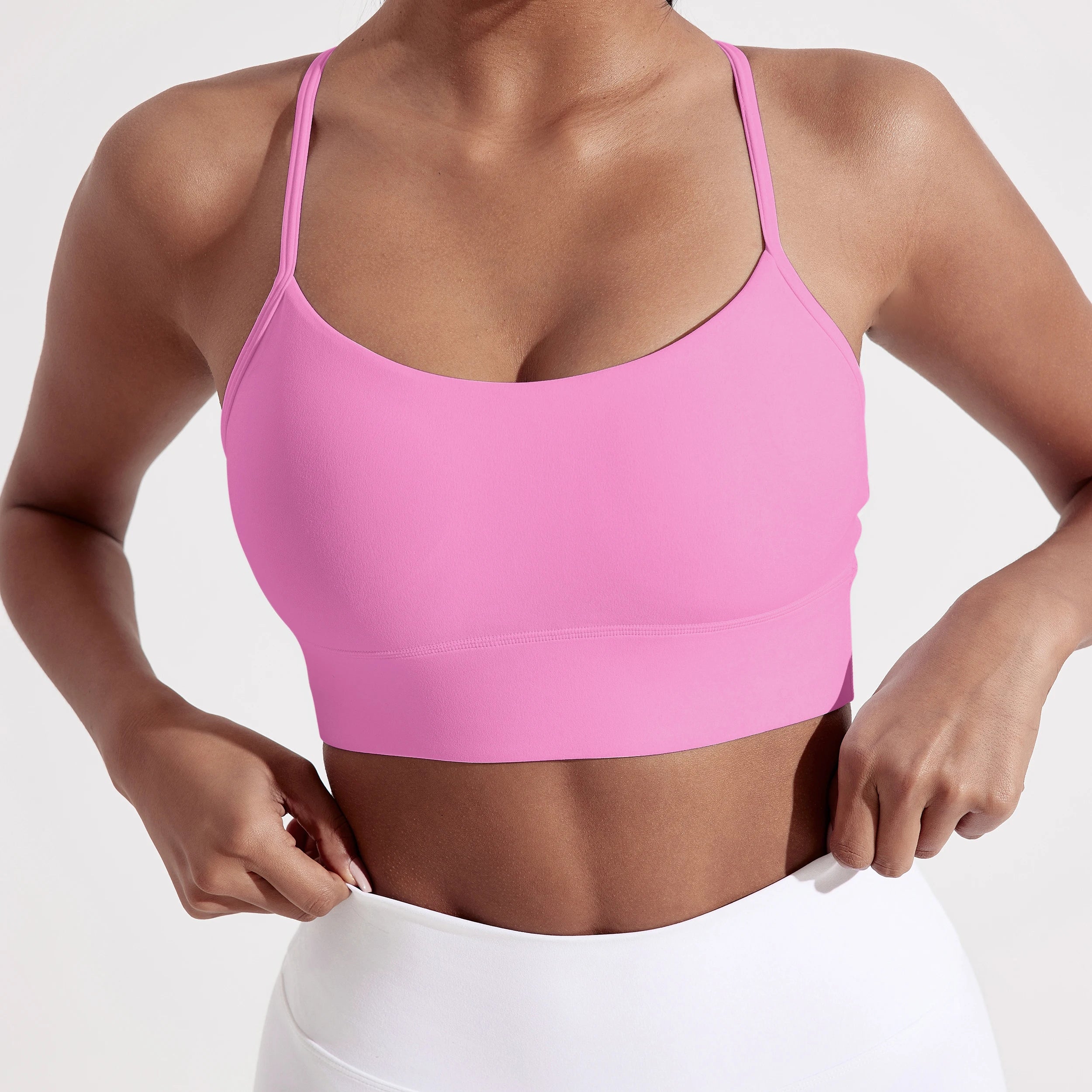 Brassière de sport femme dos en Y, coloris uni, avec coussinets