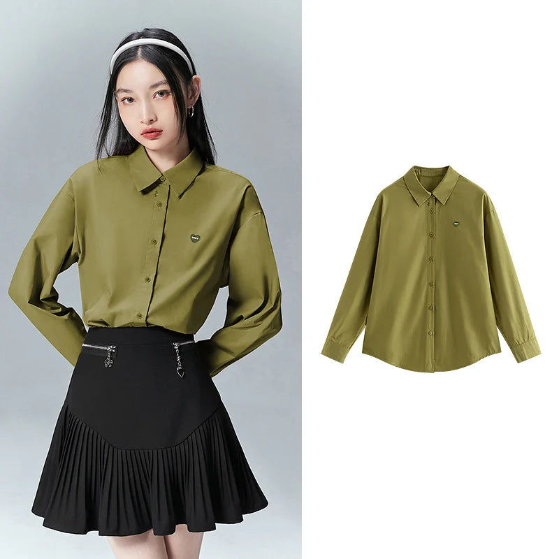 Chemise femme manches longues col chemise style casual office