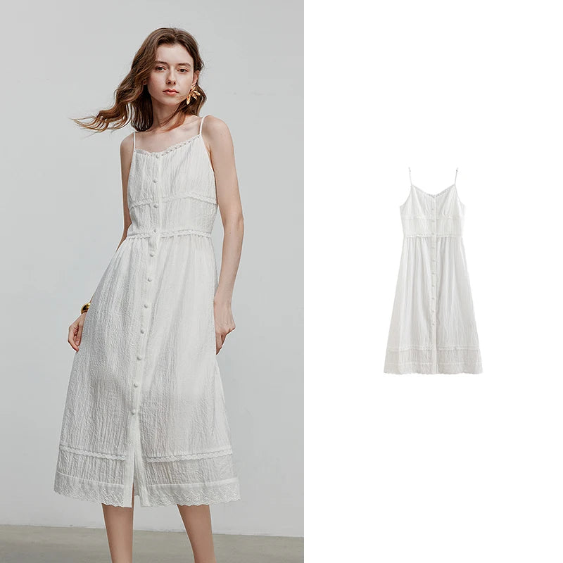 Robe femme mi‑mollet été style plage A-Line sans manches rayée