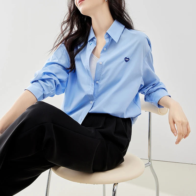 Chemise femme manches longues col chemise style casual office