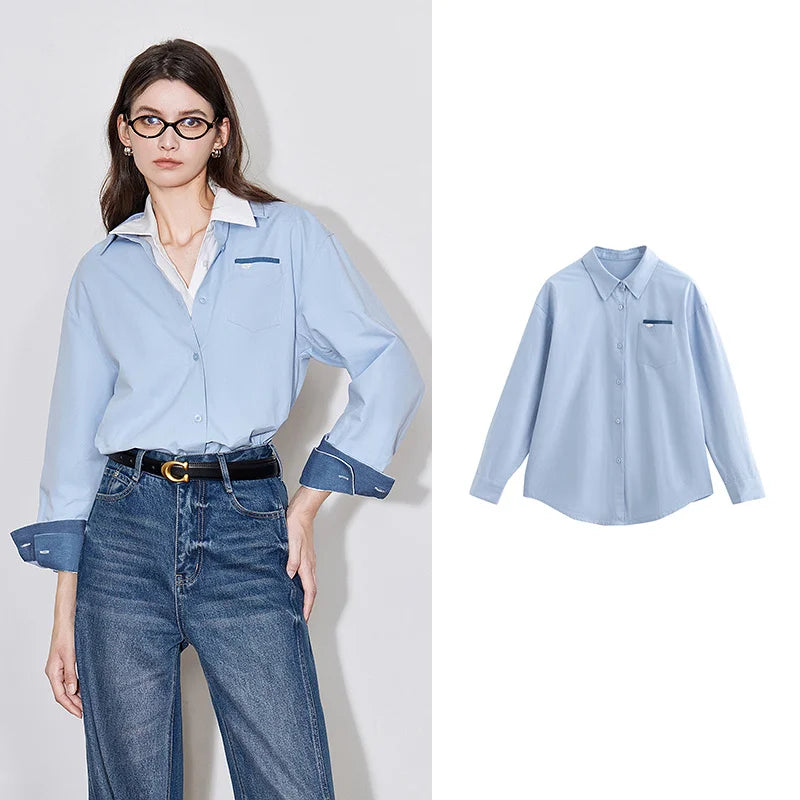 Chemise femme unie à poches