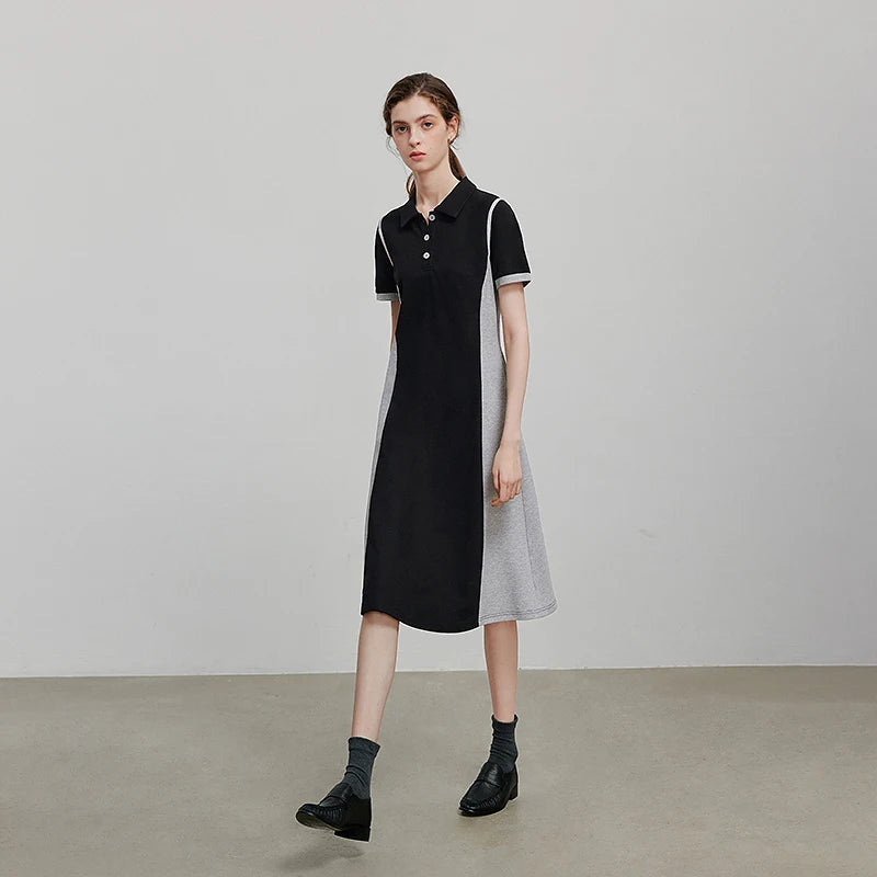 Damen-Sommerkleid mit kurzen Ärmeln und Paneelen im Urlaubsstil