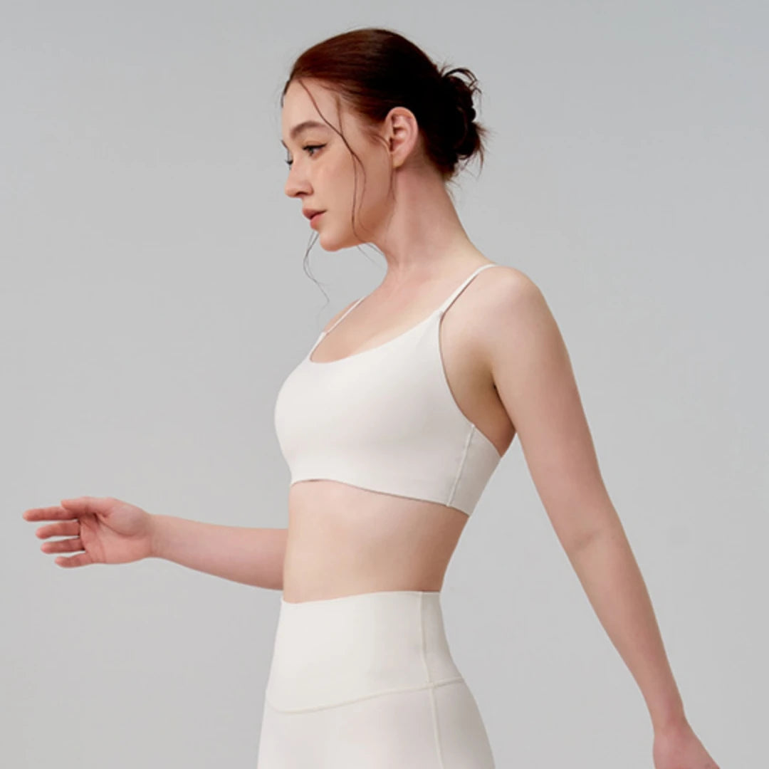 Brassière de sport à bretelles croisées, dos en U, avec coussinets poitrine