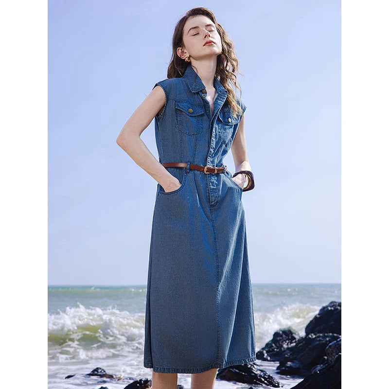 Damen Midikleid Sommer Business A-Linie Kurzarm