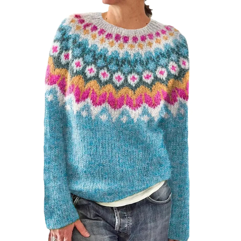 Pulls en maille vintage motif patchwork, coupe loose