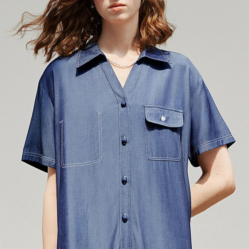 Robe femme genou été style office A-Line manches courtes