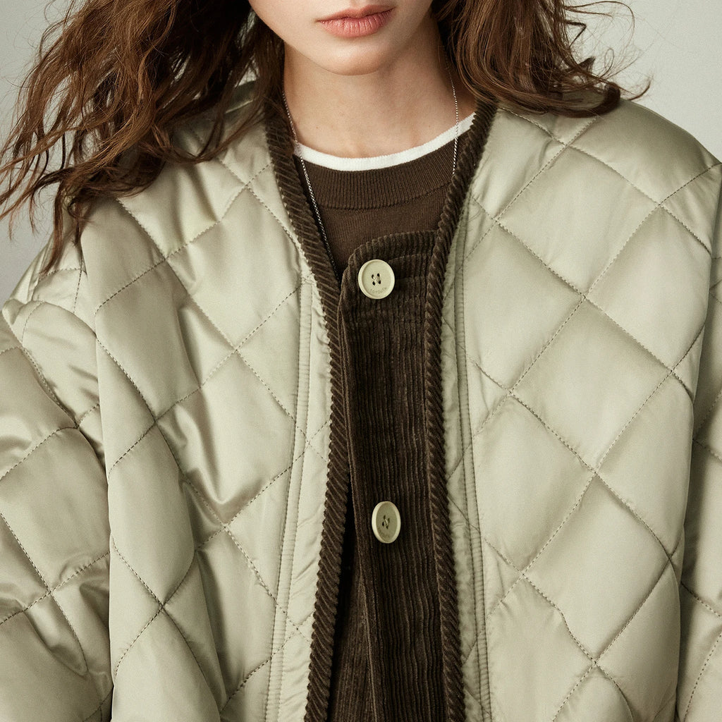 Manteau Femme  Velours Patchwork Vintage, Col Rond,