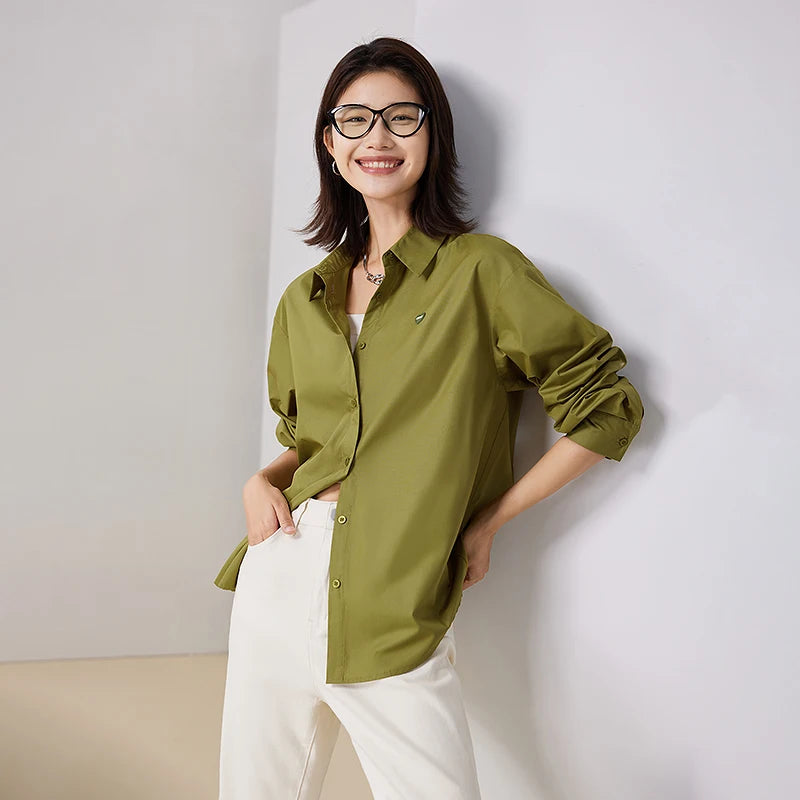 Chemise femme manches longues col chemise style casual office