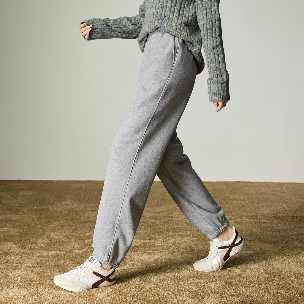 Pantalon Femme – Sweatpants Doux Type Cachemire, Taille Élastique, Bas Relevé