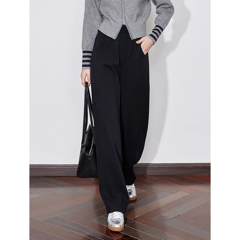 Pantalon Femme – Fleece Doublé, Taille Élastique, Coupe Banana, Confort Chaud
