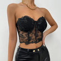 Yimunancy trägerloses Blumen-Crop-Top