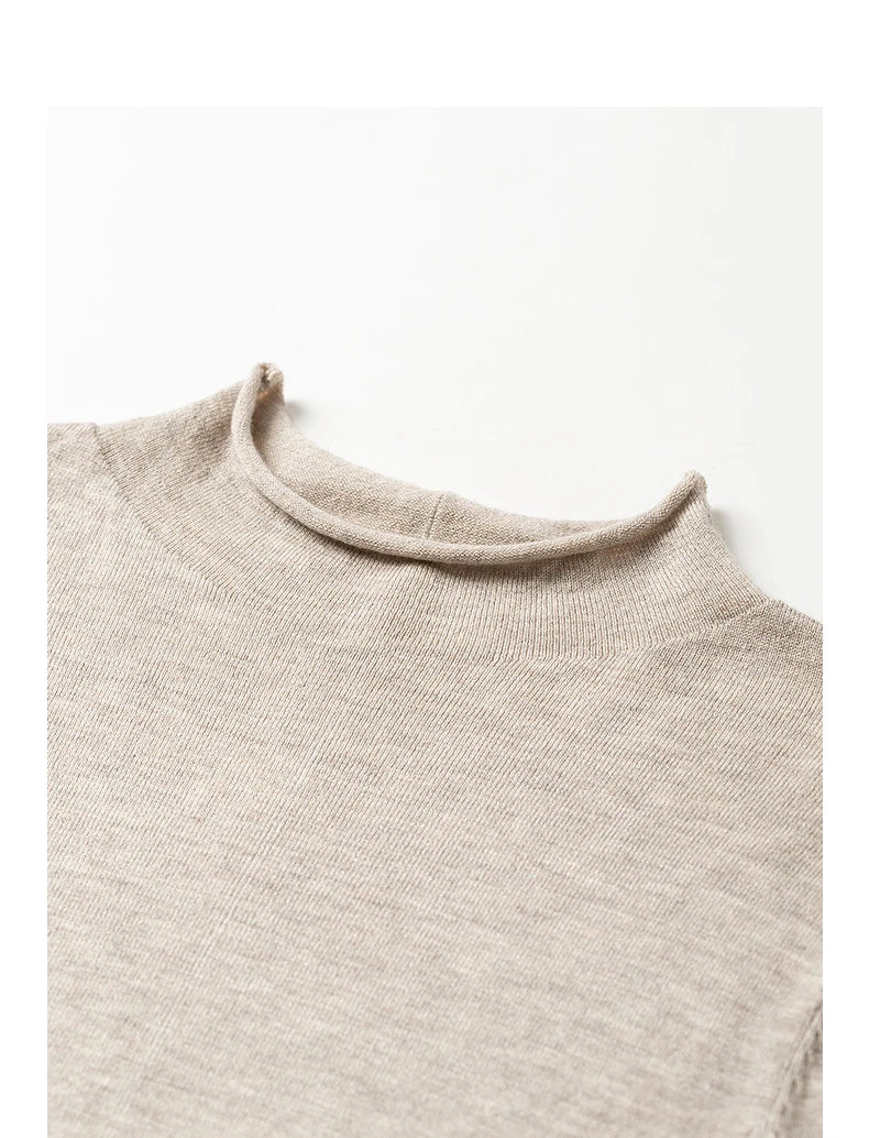 Pull Femme – Col Demi-haut, Coupe Slim, Color-block Ambre, Base Layer Chaud