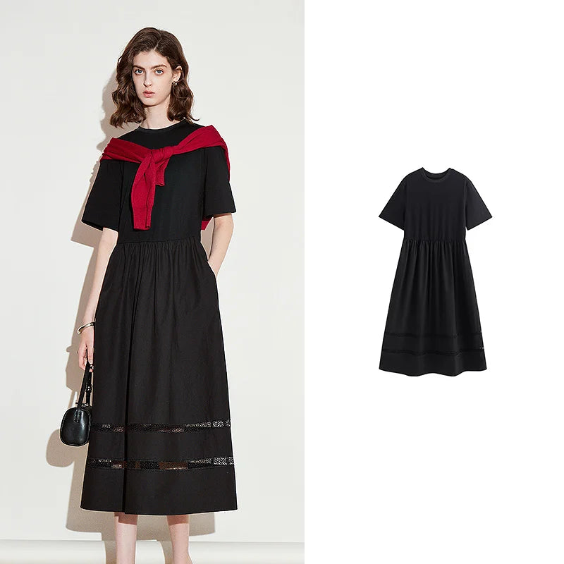 Elegant women's spring dress with a chic and feminine flowing cut