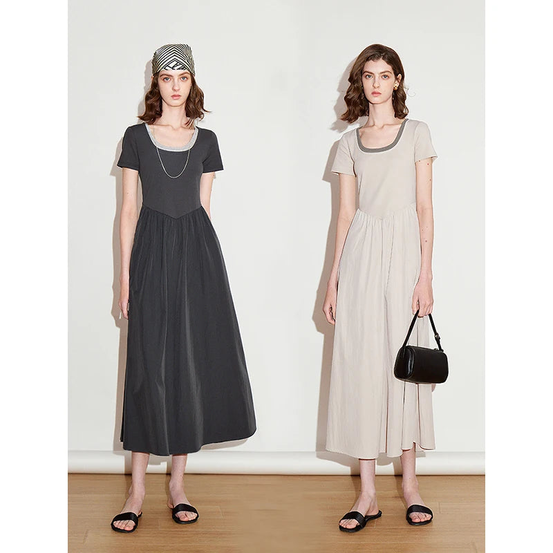 Women's slim-waisted dress with visible short sleeves