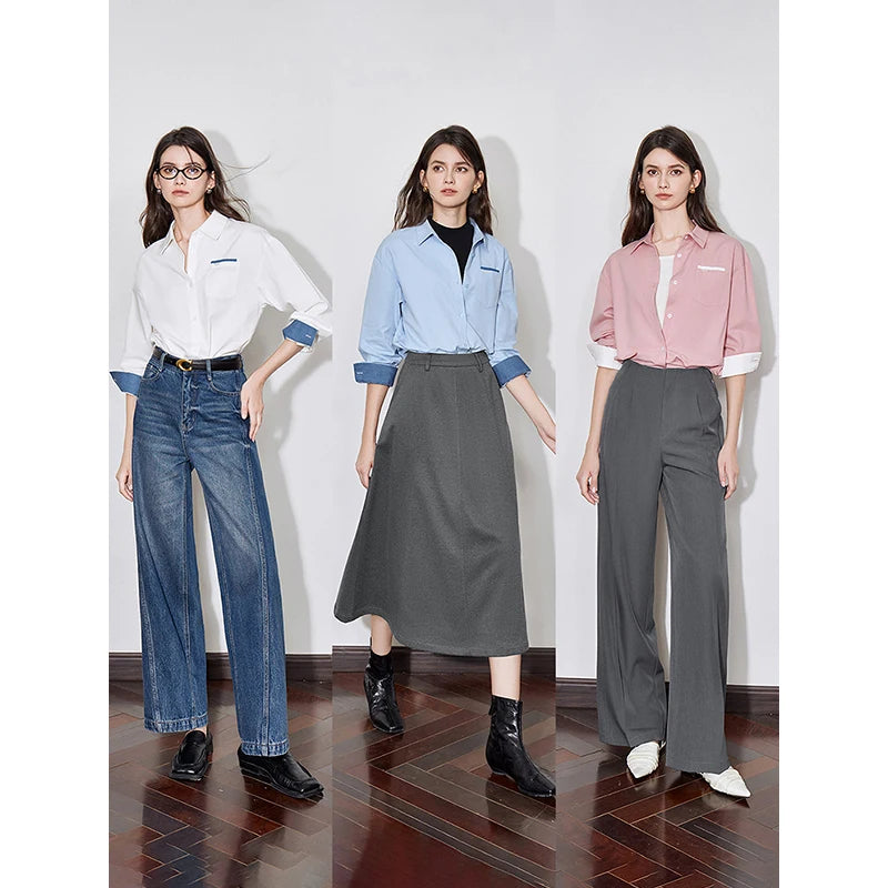 Chemise femme unie à poches