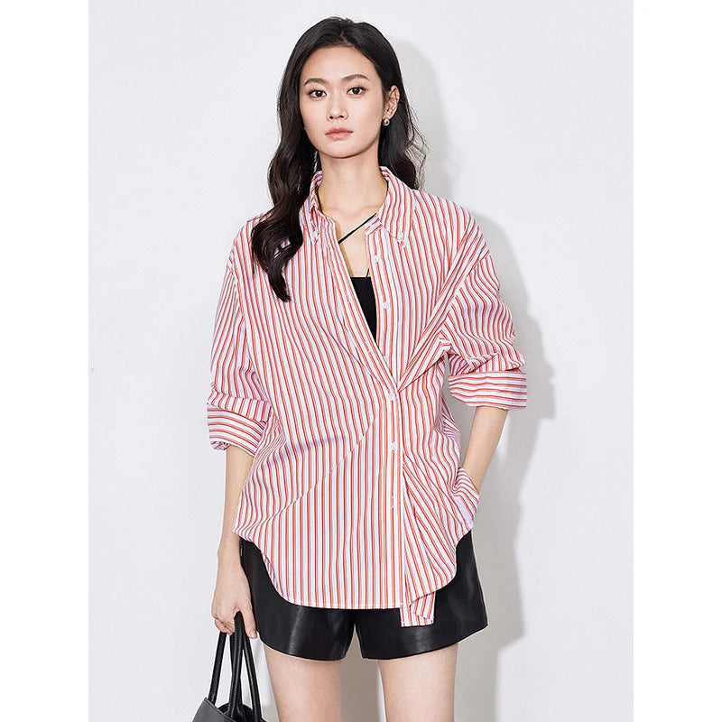 Chemise femme rayée col classique