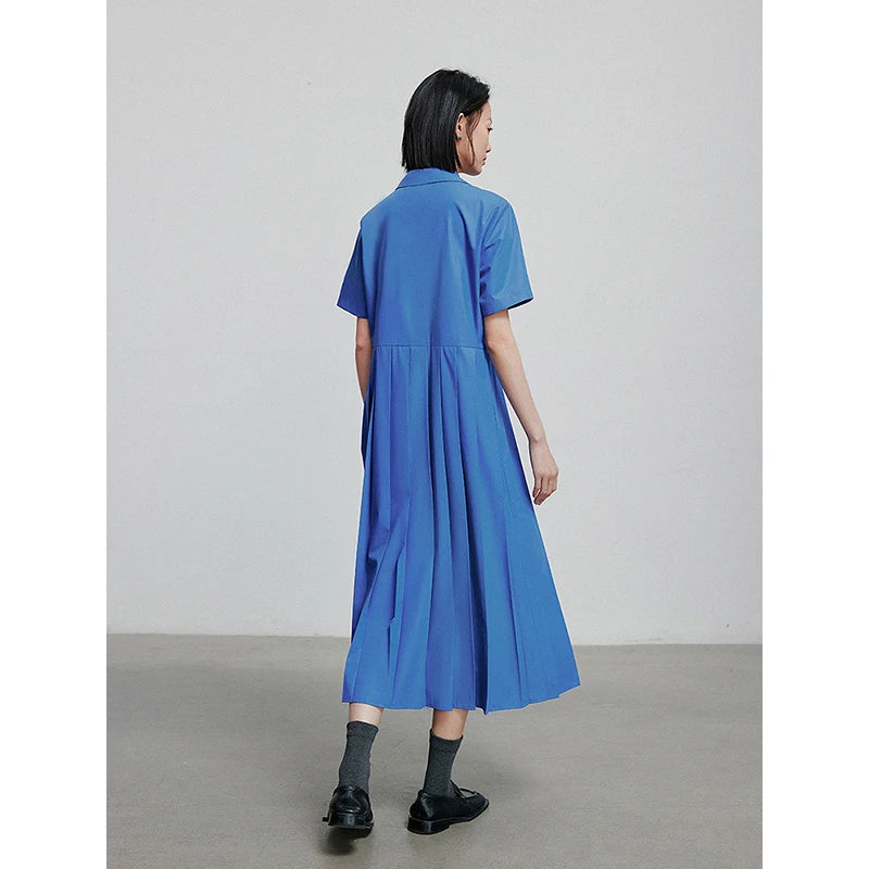 Robe femme mi‑mollet été style office à manches courtes