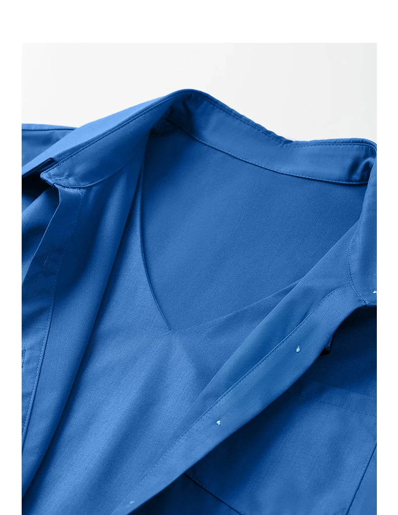Robe femme mi‑mollet été style office à manches courtes