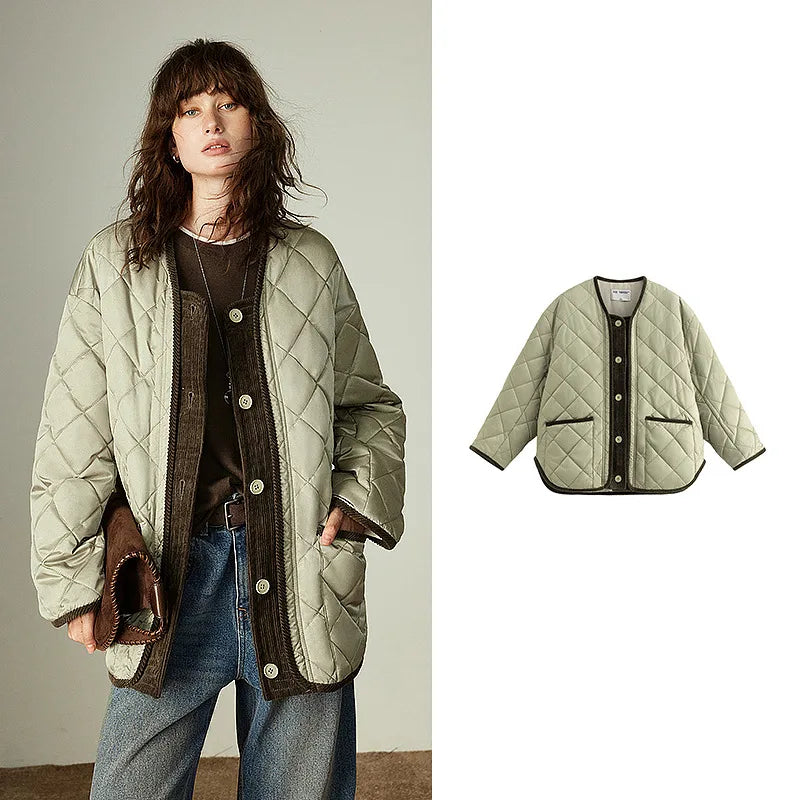 Women's Vintage Patchwork Velvet Coat, Round Neck