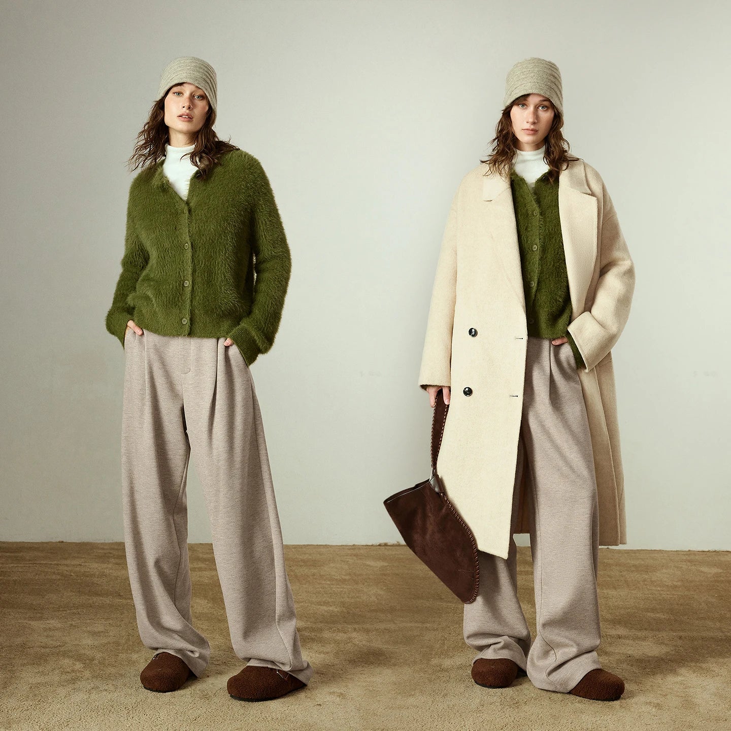 Pantalon Femme “Banana” Retro – Couleur Avoine, Pleine Longueur