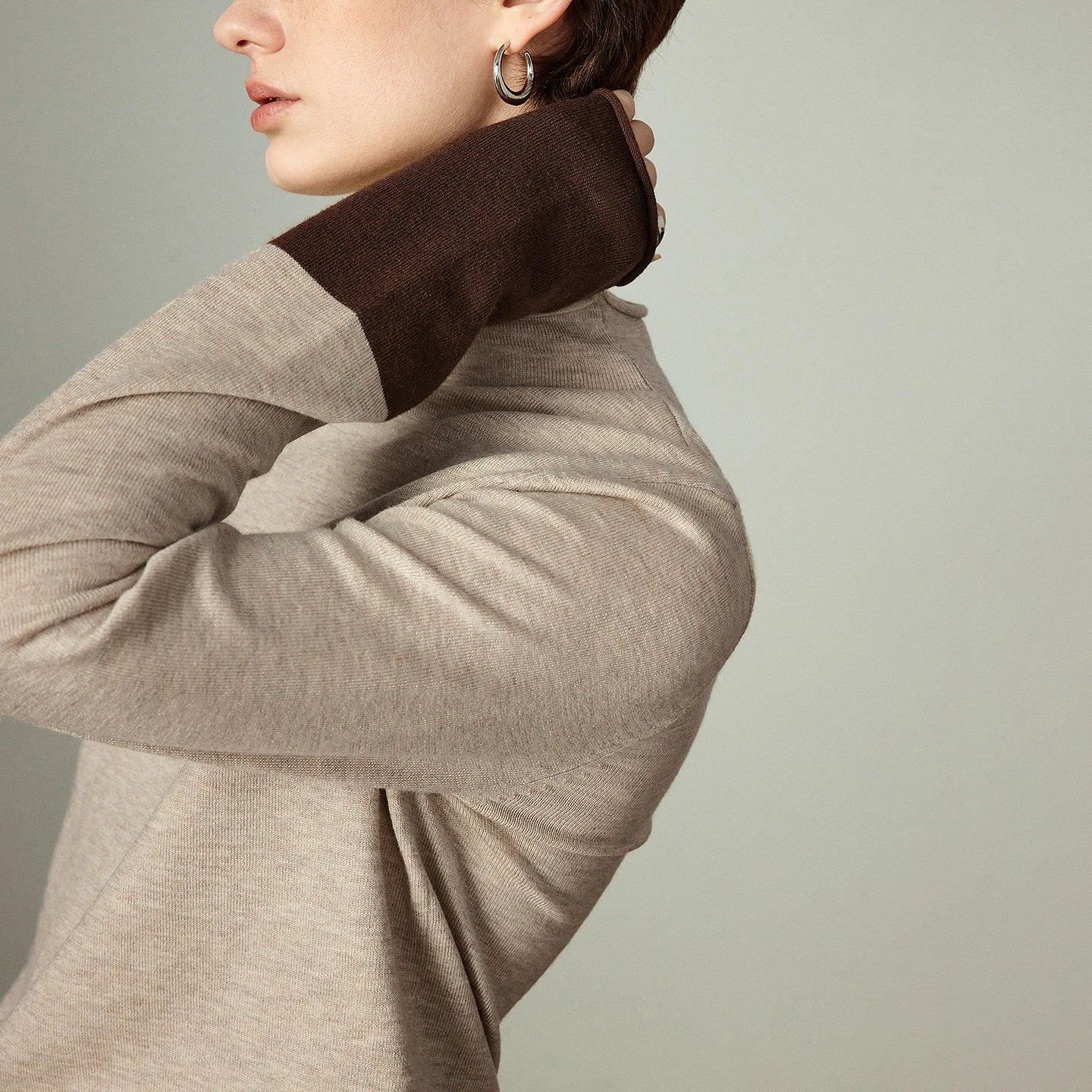 Pull Femme – Col Demi-haut, Coupe Slim, Color-block Ambre, Base Layer Chaud