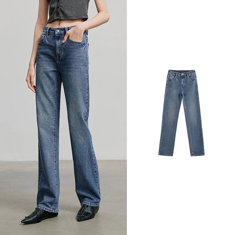 Jean long femme coupe droite