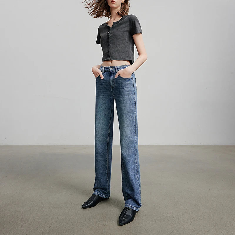 Jean long femme coupe droite