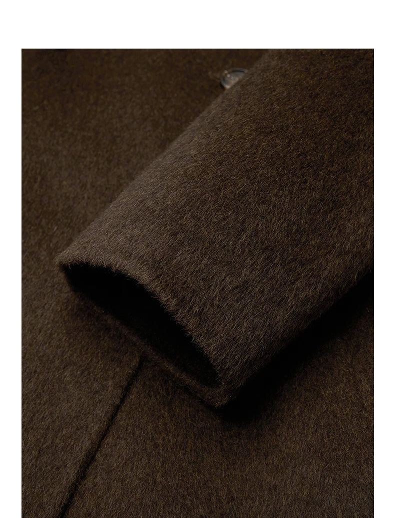 Manteau Femme – Laine Double-Face, Col Montant, Longueur Totale, Confort et Chaleur