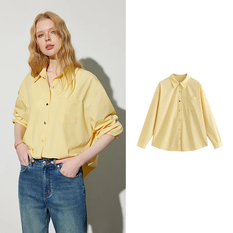 Women's plain shirt with classic collar