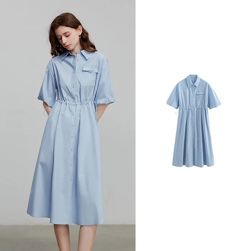 Elegant women's summer dress with a chic and modern flowing cut