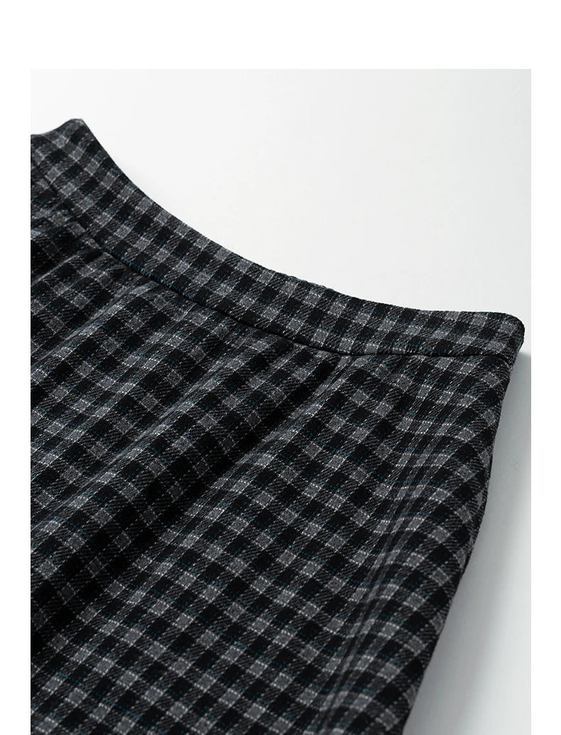 Jupe Midi Femme – Taille Élastique, Motif Plaid et Fleurs Oversize, Fente Latérale