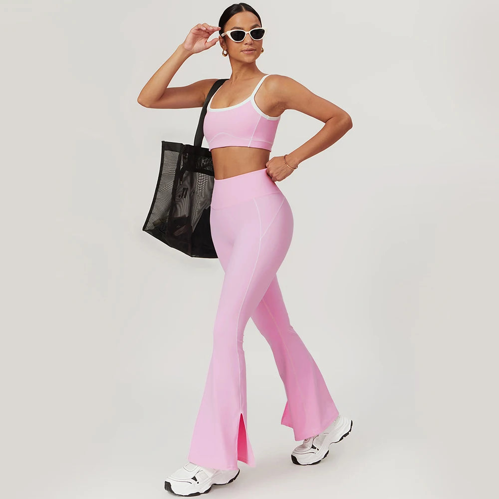Ensemble de Sport Brassière, Legging Taille Haute, Pantalon Large et Shorts