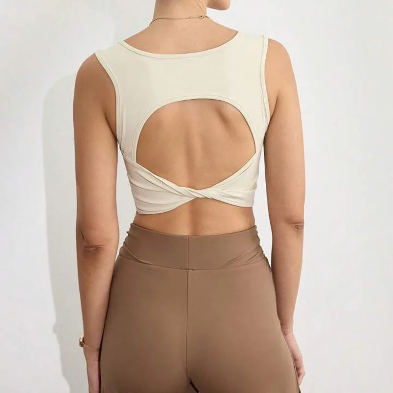 Sexy V-neck sports top with criss-cross straps