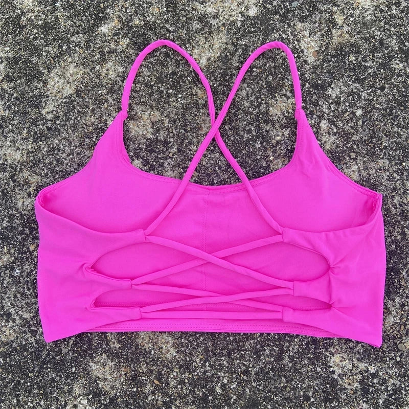 Brassière de sport femme dos croisé avec coussinets