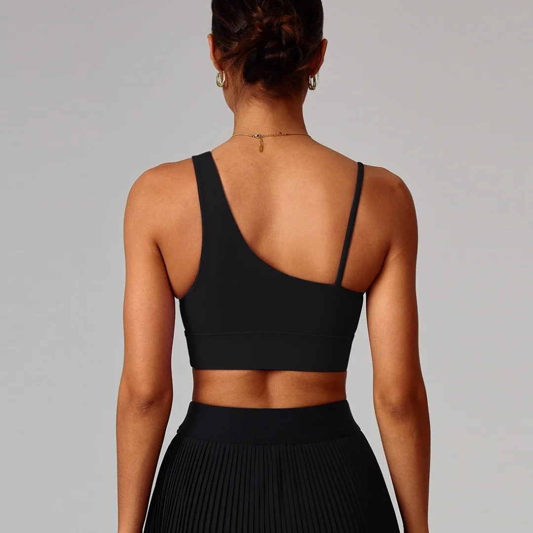 Brassière de sport asymétrique à une épaule avec coussinets