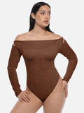 Wholesale Shiny Draped Neck All In One Shapewear Bodysuit with Built In Bra and Thong Snap Crotch
