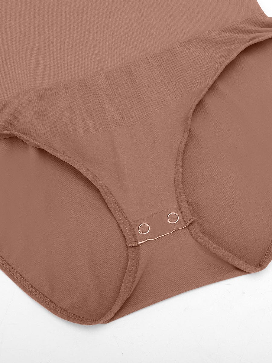 Wholesale Seamless Crew Neck Long Sleeve Tummy Control Snap Crotch Briefs Bodysuit