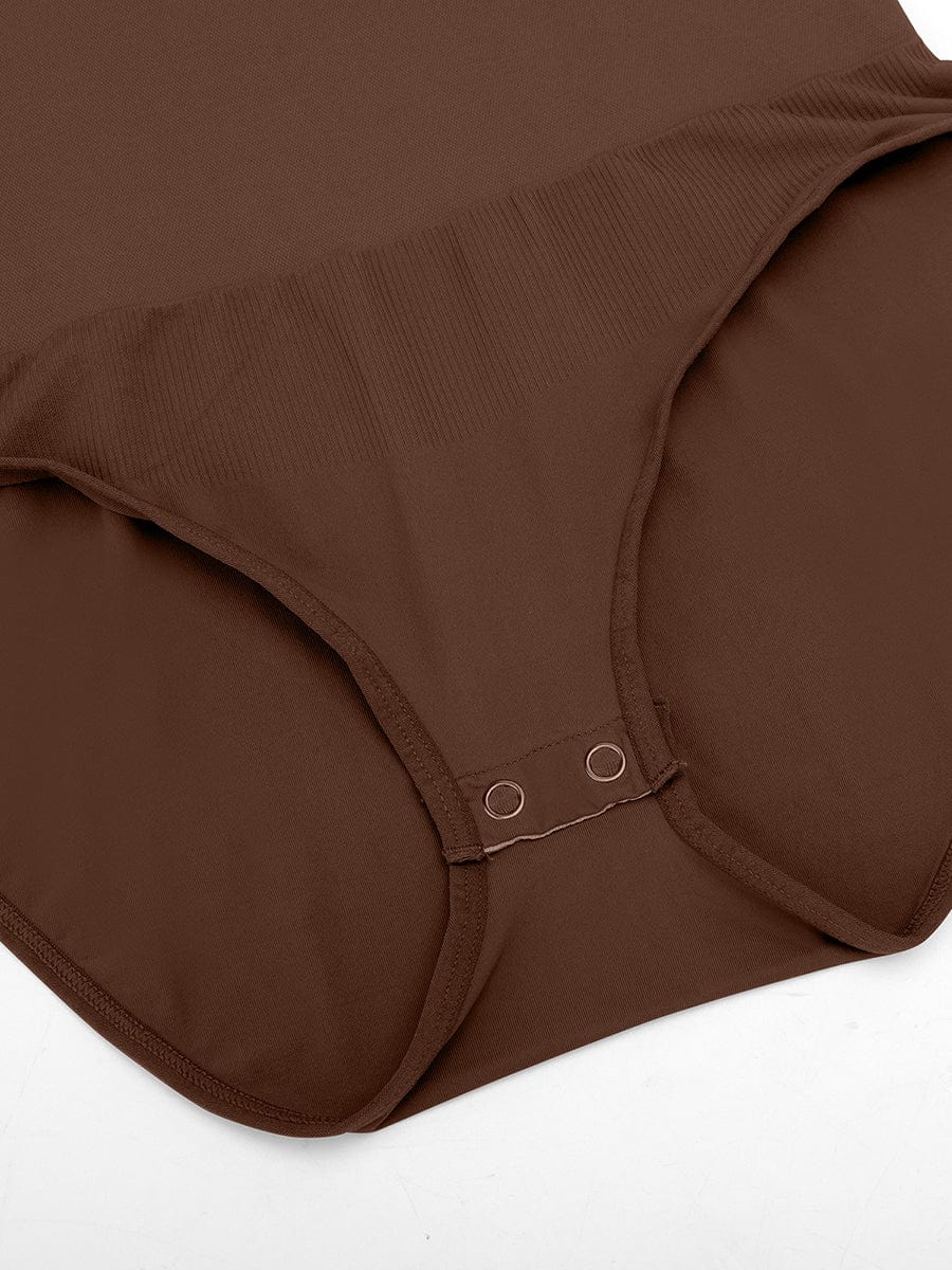 Wholesale Seamless Crew Neck Long Sleeve Tummy Control Snap Crotch Briefs Bodysuit