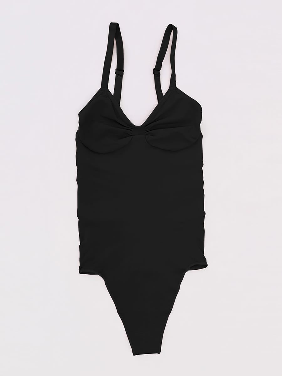 Wholesale Seamless V Neck Ruched Bust Tummy Control Thong Shaping Bodysuit SPU