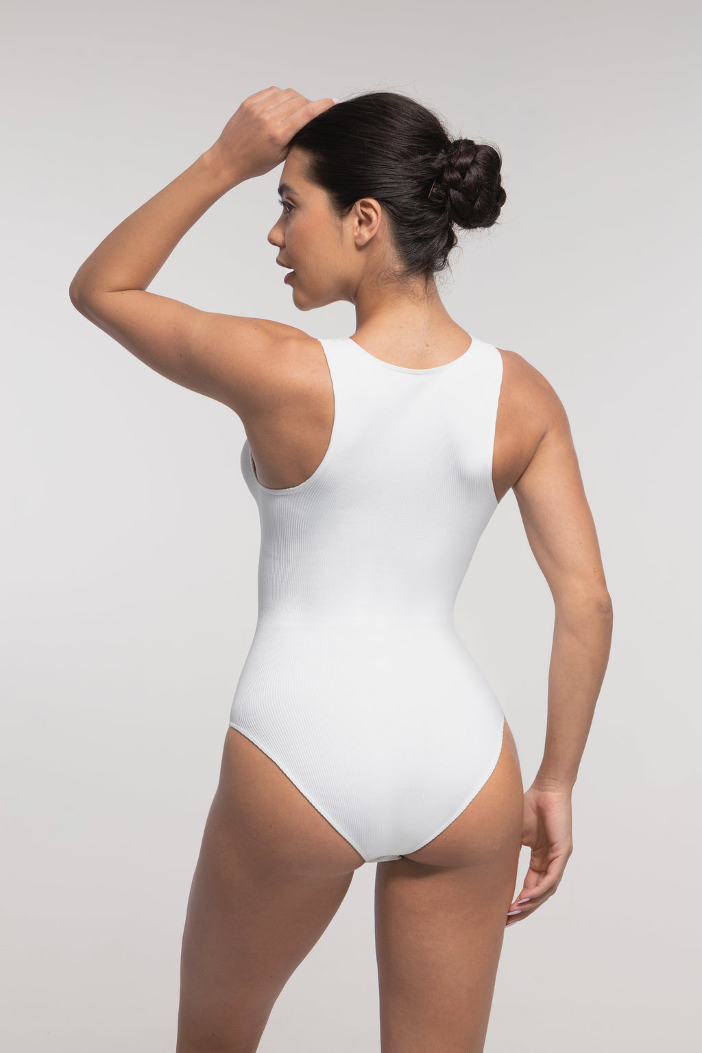 Wholesale Seamless Ribbed Zip Front Sleeveless Briefs Bodysuit