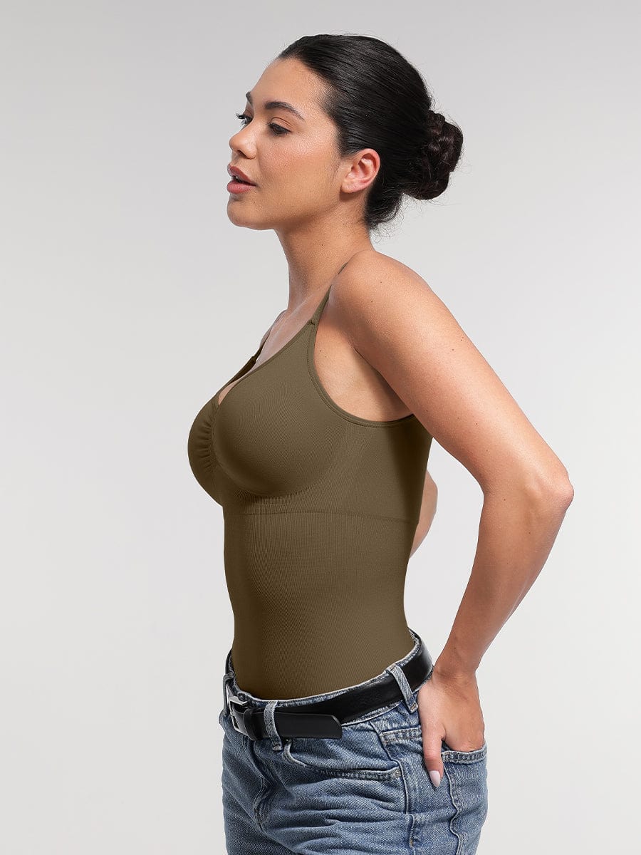 Wholesale Seamless Bra Free Cami Tummy Control Thong Bodysuit with Removable Pads