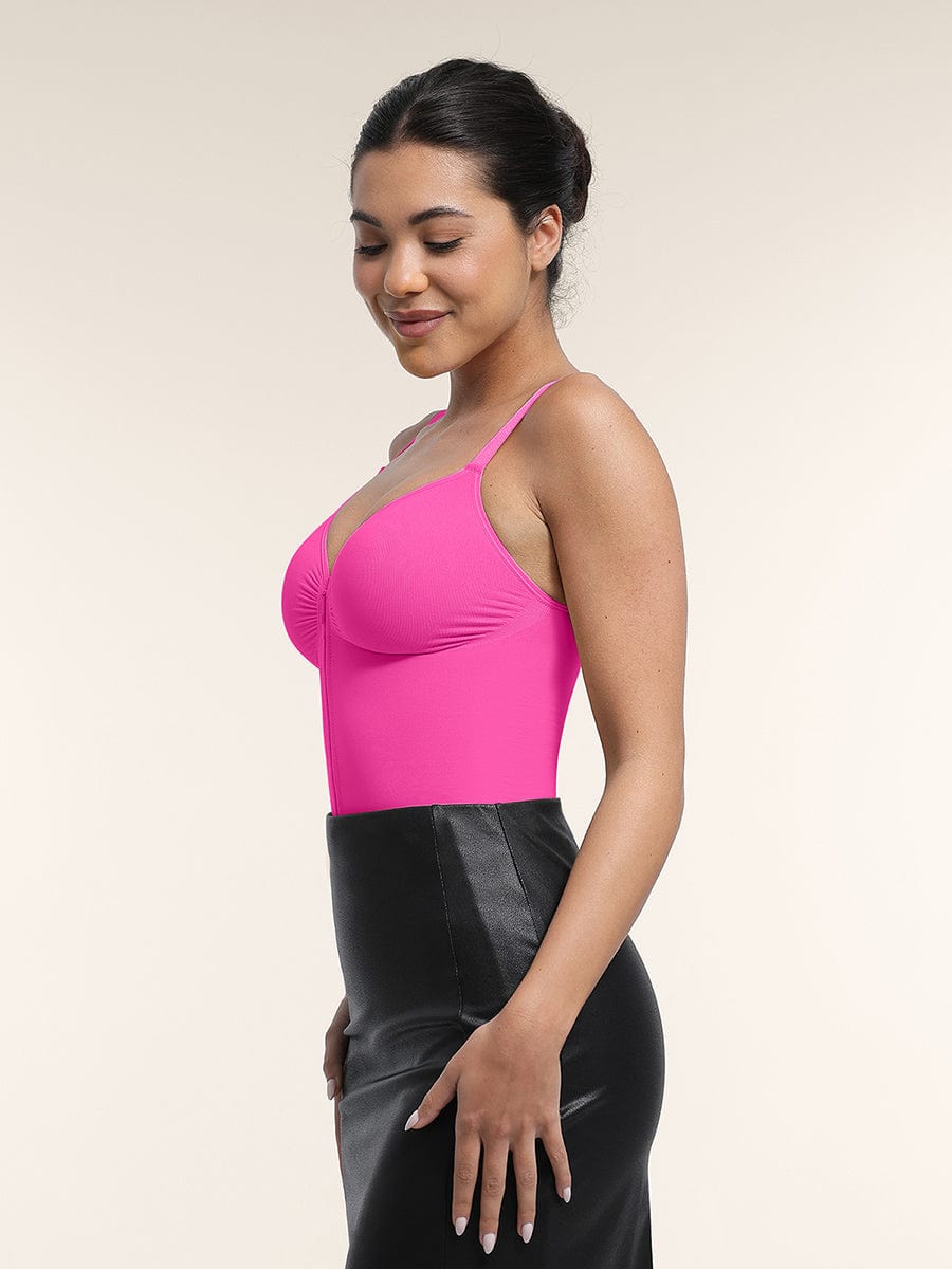 Wholesale Seamless Plunge Chest Support Bodysuit with Clips Inside