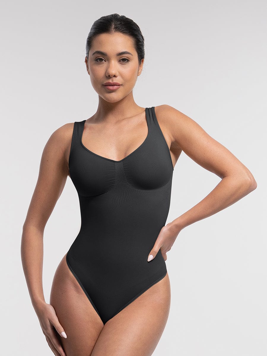 Wholesale Seamless Bust Support Waist and Abdomen Control Thong Bodysuit