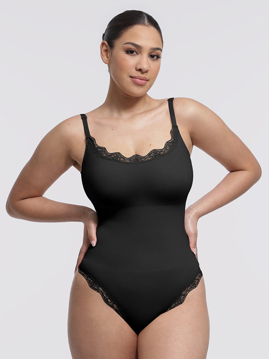 Wholesale Seamless lace Cami Waist Abdomen Shaping Thong Bodysuit