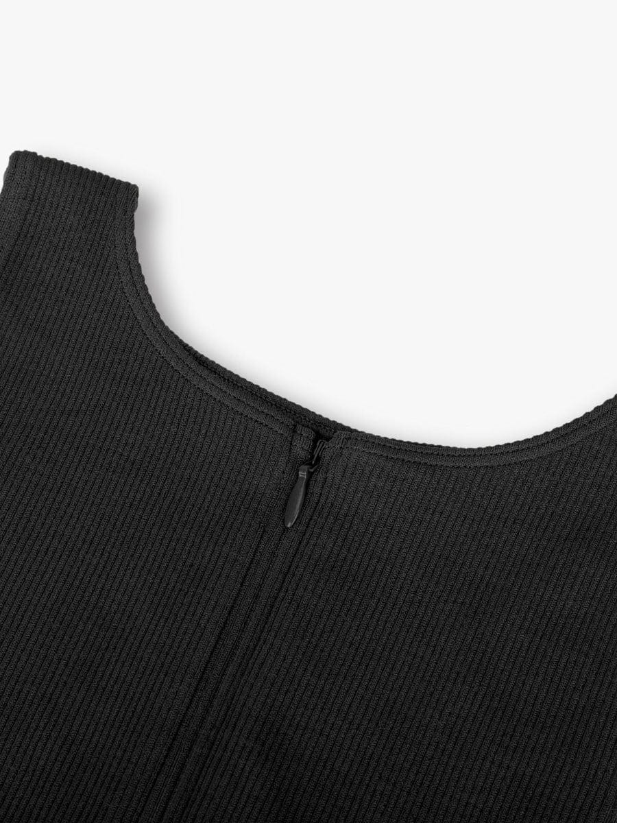 Wholesale Seamless Ribbed Zip Front Sleeveless Briefs Bodysuit