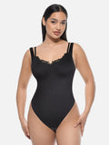 Wholesale Lace V-Neck T-Back Waist and Abdomen Shaping Thong Bodysuit