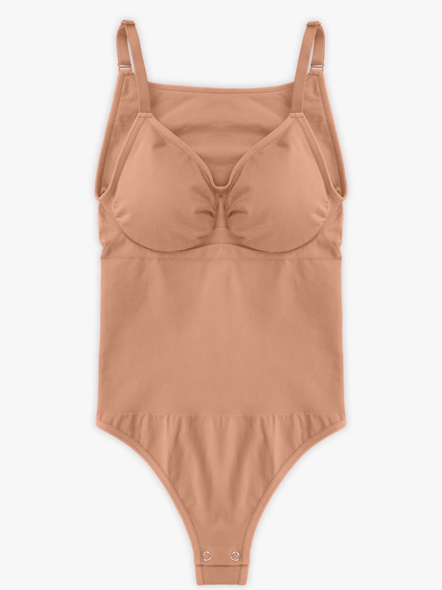 Wholesale Seamless Bra Free Cami Tummy Control Thong Bodysuit with Removable Pads